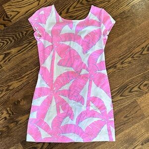 Pink and White Palm Leaf Dress Mahi Gold